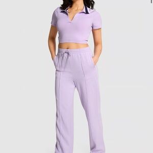 New 2 piece set: wide leg pants and top- Pink by Victoria’s Secret Lilac color